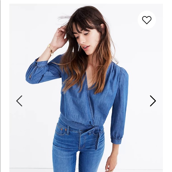 Madewell Tops - Madewell Denim Wrap Shirt size small